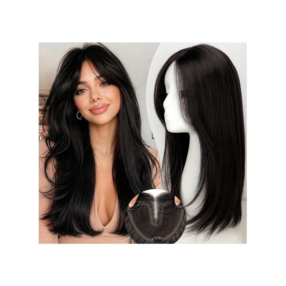 Isaic 18 Inch Synthetic Hair Topper Brown Black Clip In Adjustable Bandage 4A#